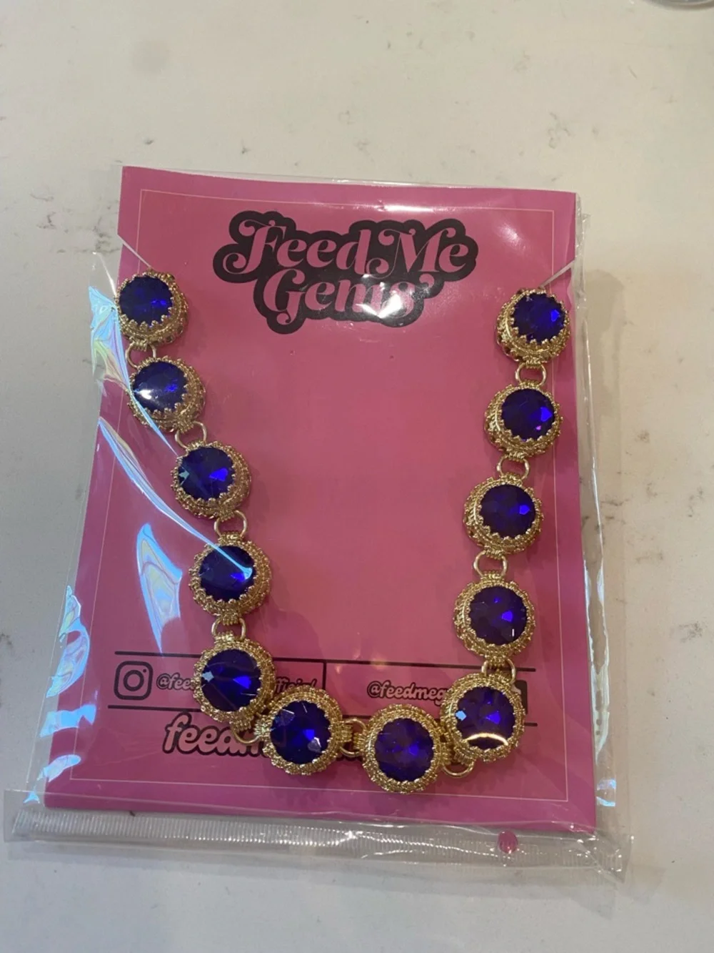 Feed Me Gems Sapphire Queen Gold Necklace - Picture 1 of 1